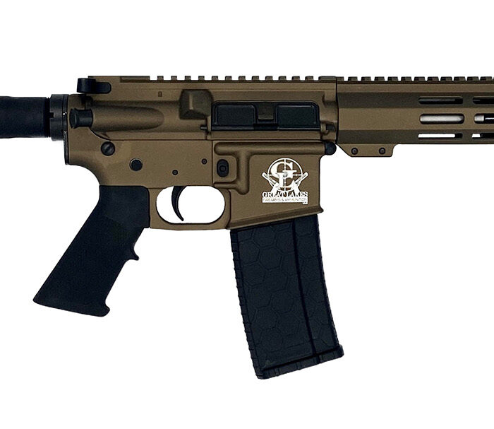 Great Lakes Firearms GL15223SSPBRZ AR-15 Pistol 223 Wylde 30+1 7.50" Stainless Barrel, Bronze Rec, 7" M-LOK Handguard, Buffer Tube (No Brace), Black A2 Grip