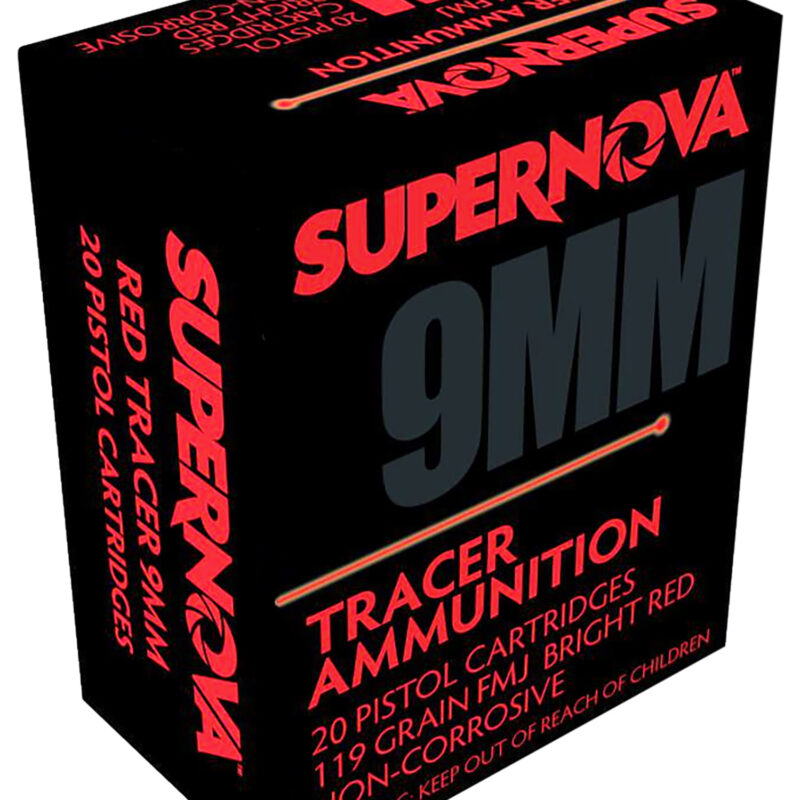Supernova PMSN9MMR Red Tracer Non Corrosive 9mm Luger 119 Gr Full Metal Jacket 20 Per Box/ 50 Cs