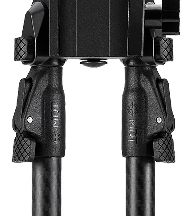 Mdt Sporting Goods Inc 105561BLK GRND-POD  Black 4.50"-9" Carbon Fiber/Aluminum, Adj. Throw Lever, 4 Leg Postitions, Fits ARCA Rail & RRS Dovetail