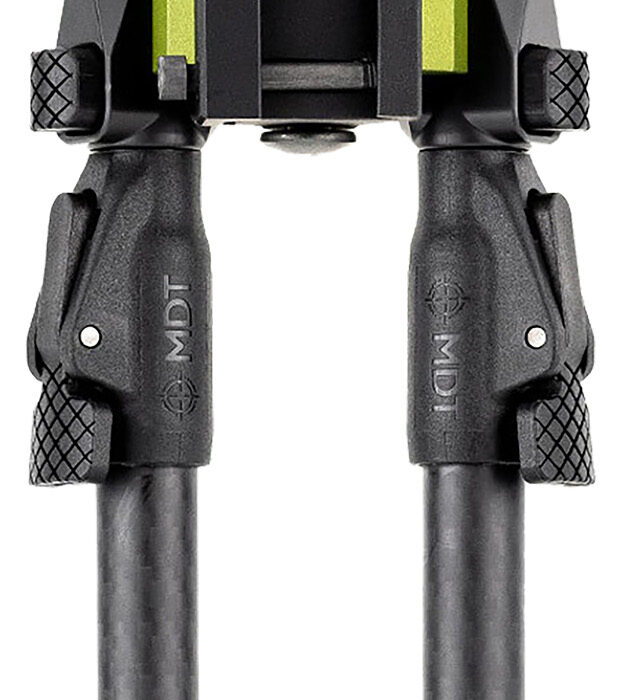 Mdt Sporting Goods Inc 105561GRN GRND-POD  Green/Black 4.50"-9" Carbon Fiber/Aluminum, Adj. Throw Lever, 4 Leg Postitions, Fits ARCA Rail & RRS Dovetail