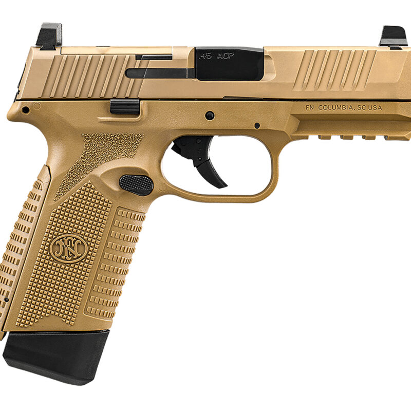 FN 66101390 545 MRD Full Size 45 ACP 10+1 4.10" Black Hammer Forged/Target Crown Barrel/ Flat Dark Earth Optic Cut/Serrated Slide/Flat Dark Earth Polymer Frame w/Picatinny Rail, Ambidextrous