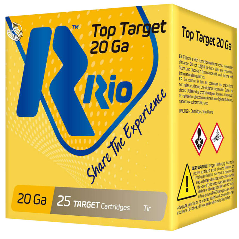 Rio Ammunition TT209 Top Target  20 Gauge 2.75" 7/8 oz 9 Shot 25 Per Box/ 10 Case