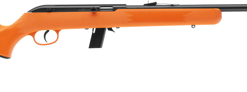 Savage Arms 40220 64 F Full Size 22 LR 10+1 21" Matte Black Carbon Steel Barrel, Matte Black Grooved Carbon Steel Receiver, Orange Fixed Synthetic Stock, Right Hand