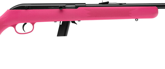 Savage Arms 40218 64 F Full Size 22 LR 10+1 21" Matte Black Carbon Steel Barrel, Matte Black Grooved Carbon Steel Receiver, Pink Fixed Synthetic Stock, Right Hand