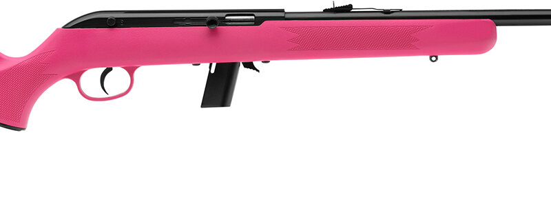 Savage Arms 40218 64 F Full Size 22 LR 10+1 21" Matte Black Carbon Steel Barrel, Matte Black Grooved Carbon Steel Receiver, Pink Fixed Synthetic Stock, Right Hand