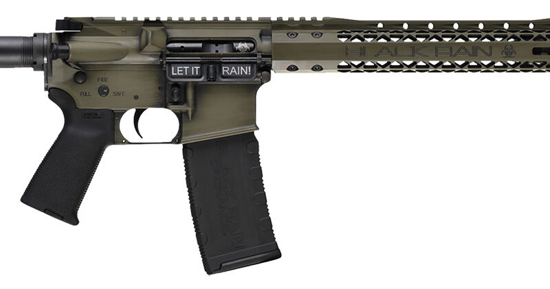 Black Rain Ordnance BROWTPBGB Spec 15+ We The People 5.56x45mm NATO 30+1 16", Green Battleworn with Deep Engraving, 15" Slim M-LOK, Magpul Grip/Carbine Stock, Castle Flash Hider