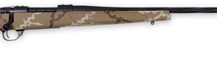 Weatherby VHH223RR6B Vanguard Outfitter 223 Rem 5+1 24" Threaded/Spiral Fluted, Graphite Black Barrel/Rec, Tan with Brown & White Sponge Synthetic Stock, Accubrake Muzzle Brake, Adj. Trigger