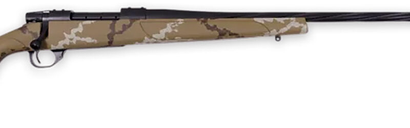 Weatherby VHH223RR6B Vanguard Outfitter 223 Rem 5+1 24" Threaded/Spiral Fluted, Graphite Black Barrel/Rec, Tan with Brown & White Sponge Synthetic Stock, Accubrake Muzzle Brake, Adj. Trigger