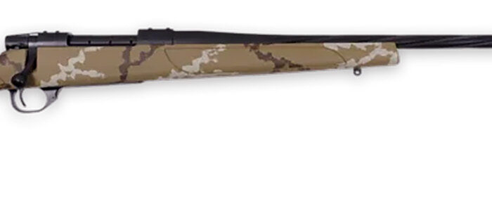 Weatherby VHH222RR6B Vanguard Outfitter 22-250 Rem 5+1 24" Threaded/Spiral Fluted, Graphite Black Barrel/Rec, Tan with Brown & White Sponge Synthetic Stock, Accubrake Muzzle Brake, Adj. Trigger