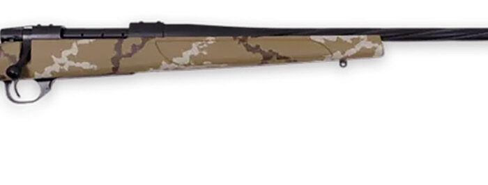 Weatherby VHH256RR6B Vanguard Outfitter 25-06 Rem 5+1 24" Threaded/Spiral Fluted, Graphite Black Barrel/Rec, Tan with Brown & White Sponge Synthetic Stock, Accubrake Muzzle Brake, Adj. Trigger