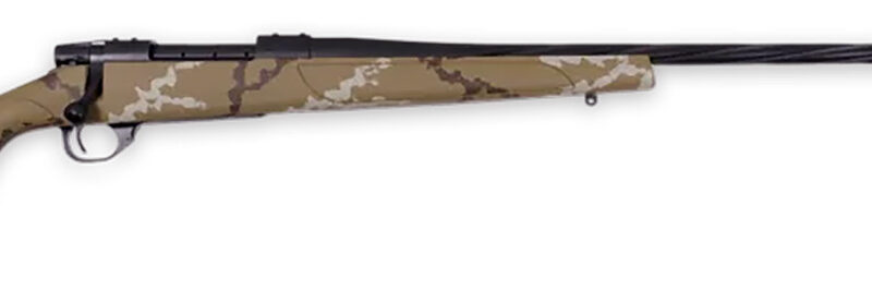 Weatherby VHH256RR6B Vanguard Outfitter 25-06 Rem 5+1 24" Threaded/Spiral Fluted, Graphite Black Barrel/Rec, Tan with Brown & White Sponge Synthetic Stock, Accubrake Muzzle Brake, Adj. Trigger