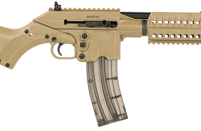 Kel-Tec SU22CATAN SU22  Full Size 22 LR 26+1 16.10" Black Threaded Barrel, Tan Picatinny Rail Polymer Receiver, Tan Synthetic w/Storage Compartment Stock
