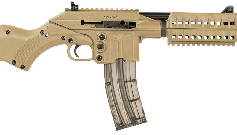 Kel-Tec SU22CATAN SU22  Full Size 22 LR 26+1 16.10" Black Threaded Barrel, Tan Picatinny Rail Polymer Receiver, Tan Synthetic w/Storage Compartment Stock
