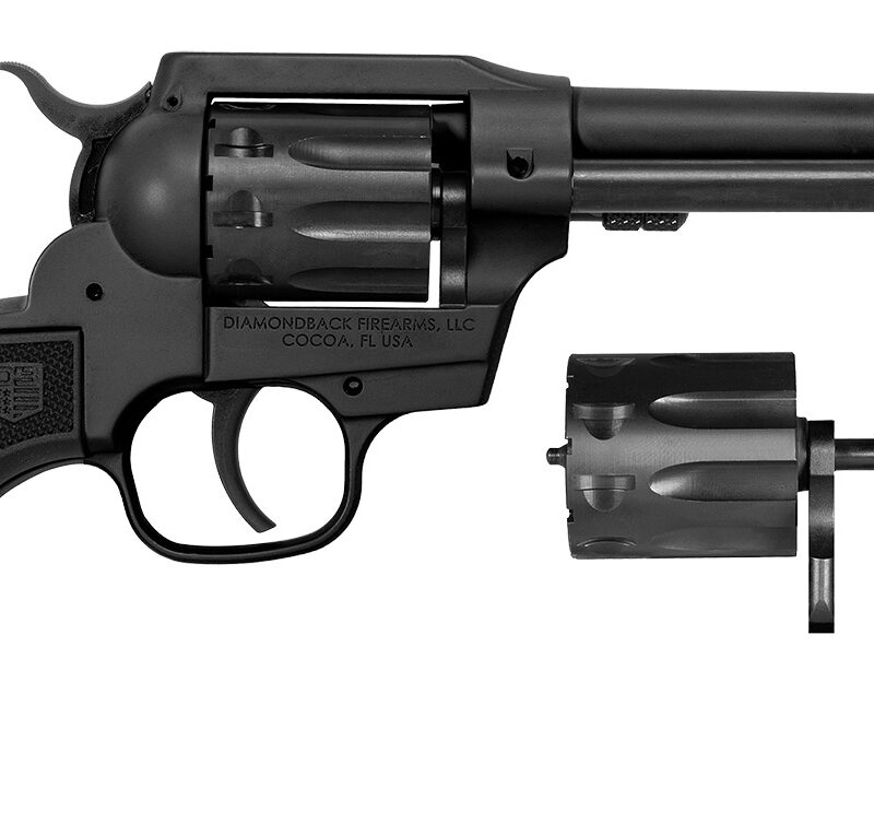Diamondback DB053CA001 Sidekick  22 LR/22 Mag 9 Shot, 5.50" Black Cerakote Steel Barrel & Cylinder, Black Cerakote Zinc Alloy Frame, Black Checkered GFN Grip, Exposed Hammer, Hammer Safety
