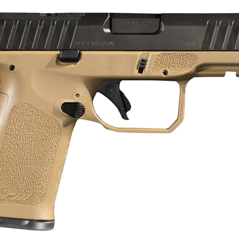 Rost Martin RM1CFDEOSP RM1C  9mm Luger 17+1 4" Black Match Grade Barrel, Black Tenifer Optic Ready/Serrated Steel Slide, Flat Dark Earth Polymer Frame w/Picatinny Rail, Textured Grip, Ambidextrous