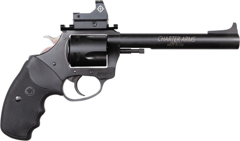 Charter Arms 64465 Mastiff Target Large Frame 44 Special 5 Shot, 6" Black Nitride Stainless Steel Barrel, Cylinder & Frame, Black Rubber Grip, Sightmark Micro Optic, Exposed Hammer