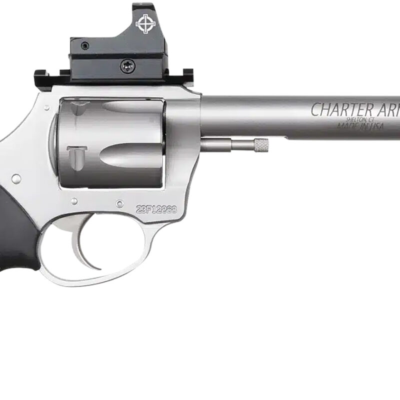 Charter Arms 79965 Mastiff Target Large Frame 9mm Luger 5rd, 6" Stainless Steel Barrel, Cylinder & Frame, Sightmark Micro Optic, Picatinny Rail, Black Rubber Grip, Exposed Hammer