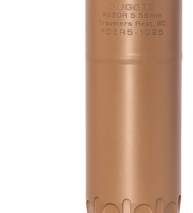 Rugged Suppressors RZRFDE556 Razor 556  22 Cal (5.56mm), 6.40" L FDE Stainless Steel, Includes 1/2"-28 M2 QD Brake