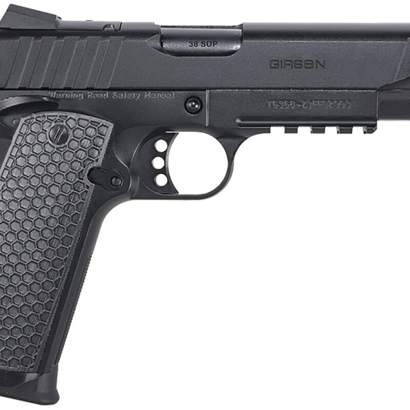 Girsan 391049 MC1911 S Influencer Full Size 38 Super 9+1 5" Blued Steel Barrel, Black Optic Ready/Serrated Steel Slide & Frame w/Picatinny Rail & Beavertail, Black Polymer Grip