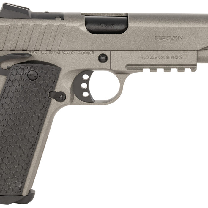 Girsan 391148 MC1911 S Influencer Full Size 10mm Auto 9+1 5" Black Steel Barrel, Tungsten Gray Cerakote Optic Ready/Serrated Steel Slide & Frame w/Picatinny Rail & Beavertail, Gray Polymer Grip