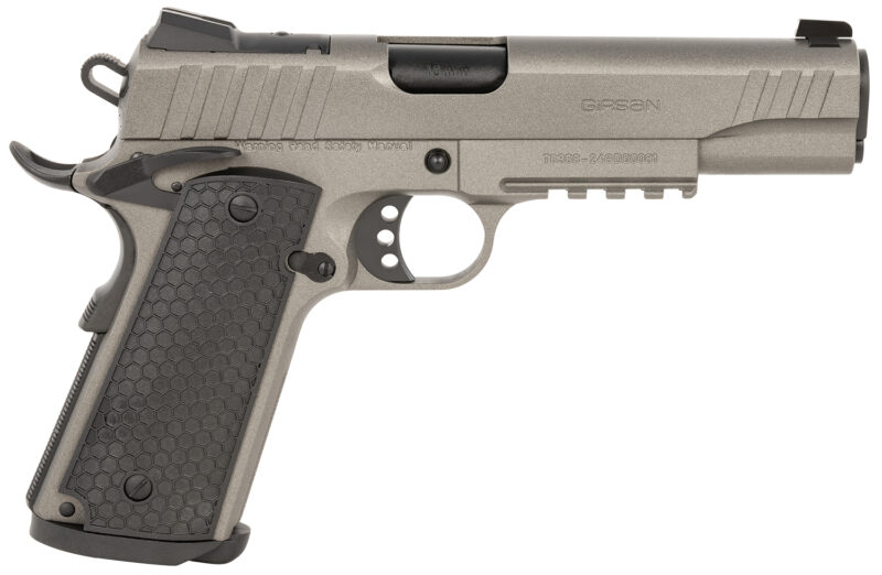 Girsan 391148 MC1911 S Influencer Full Size 10mm Auto 9+1 5" Black Steel Barrel, Tungsten Gray Cerakote Optic Ready/Serrated Steel Slide & Frame w/Picatinny Rail & Beavertail, Gray Polymer Grip