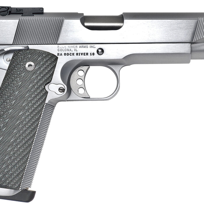 Rock River Arms PS2400 PS2400 Limited Match 45 ACP 7+1, 5" Stainless National Match Barrel, Brushed Chrome Serrated Steel Slide & Frame w/Beavertail, Black G10 Grip, Ambidextrous