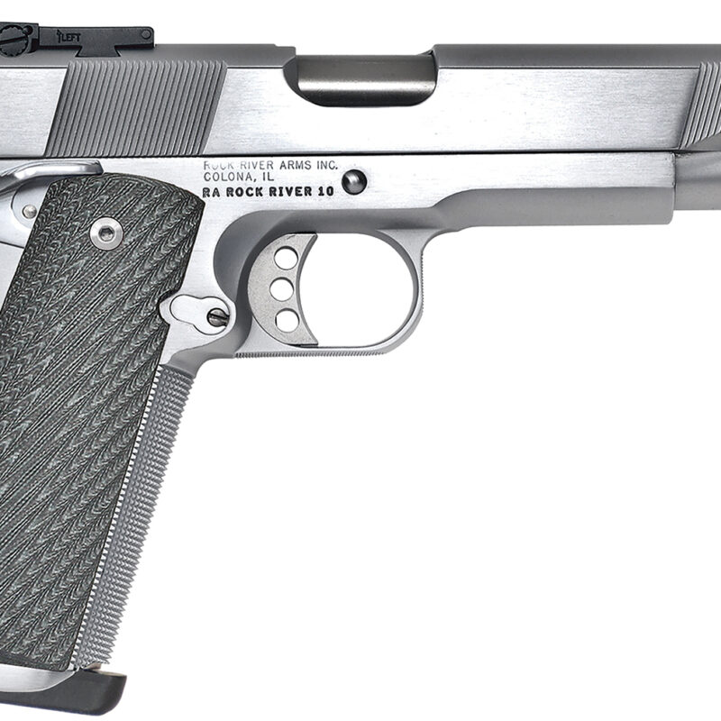 Rock River Arms PS2400 PS2400 Limited Match 45 ACP 7+1, 5" Stainless National Match Barrel, Brushed Chrome Serrated Steel Slide & Frame w/Beavertail, Black G10 Grip, Ambidextrous