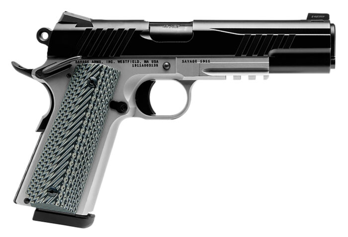 Savage Arms 67208 1911 Government 9mm Luger 10+1 5" Black Stainless Steel Barrel, Black Nitride Serrated Stainless Steel Slide, Stainless Steel Frame w/Picatinny Rail, Black/Gray VZ Grip