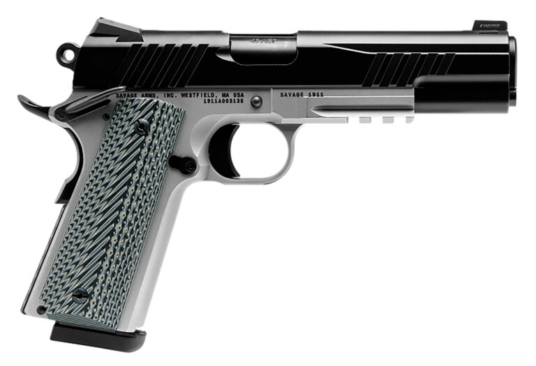 Savage Arms 67208 1911 Government 9mm Luger 10+1 5" Black Stainless Steel Barrel, Black Nitride Serrated Stainless Steel Slide, Stainless Steel Frame w/Picatinny Rail, Black/Gray VZ Grip