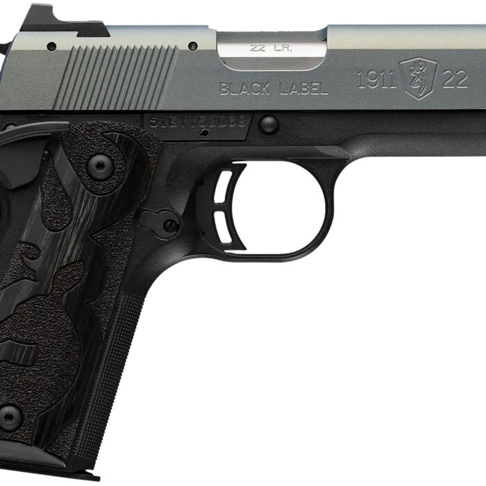 Browning 051060490 1911-380 Black Label Compact Frame 22 LR 10+1 3.63" Matte Stainless Steel Barrel, Northern Lights Cerakote Serrated Steel Slide, Matte Black Polymer Frame w/Beavertail