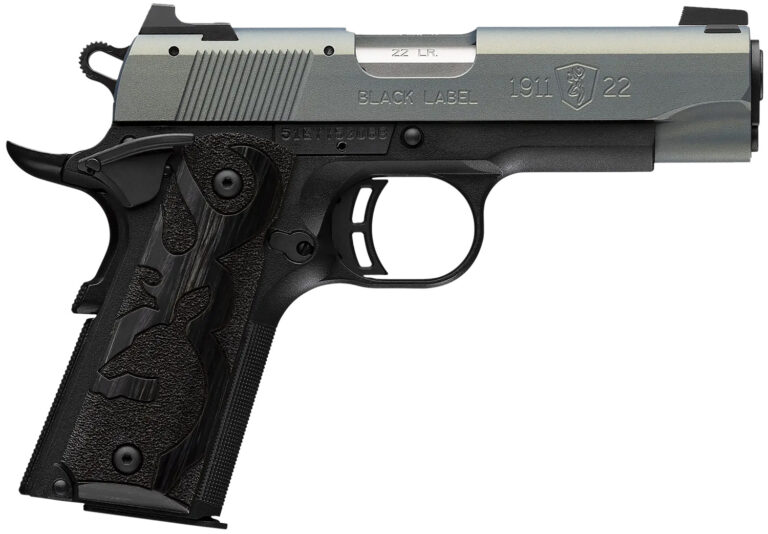 Browning 051060490 1911-380 Black Label Compact Frame 22 LR 10+1 3.63" Matte Stainless Steel Barrel, Northern Lights Cerakote Serrated Steel Slide, Matte Black Polymer Frame w/Beavertail