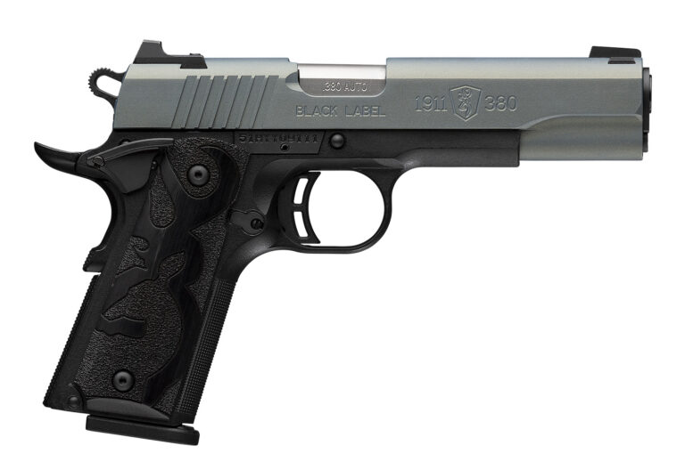 Browning 051992492 1911-380 Black Label Full Size Frame 380 ACP 8+1 4.25" Matte Stainless Steel Barrel, Northern Lights Cerakote Serrated Steel Slide, Matte Black Polymer Frame w/Beavertail