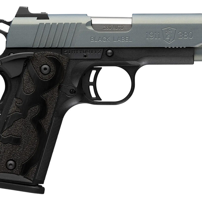 Browning 051993492 1911-380 Black Label Compact Frame 380 ACP 8+1 3.63" Matte Stainless Steel Barrel, Northern Lights Cerakote Serrated Steel Slide, Matte Black Polymer Frame w/Beavertail