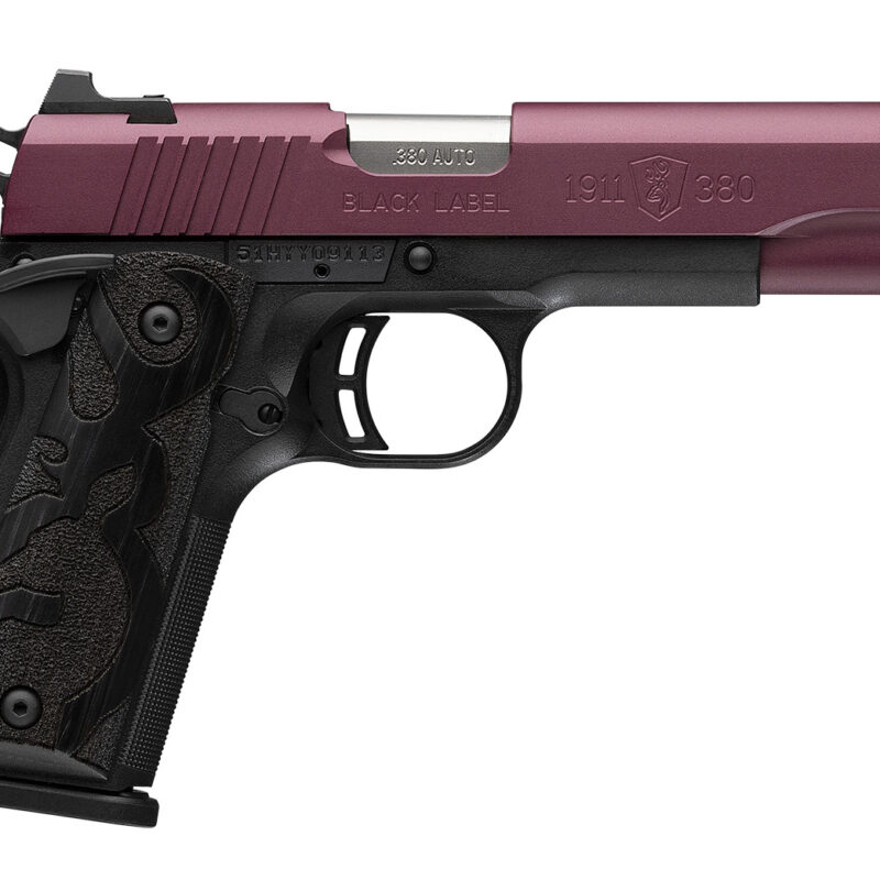 Browning 051994492 1911-380 Black Label Full Size Frame 380 ACP 8+1 4.25" Matte Stainless Steel Barrel, Black Cherry Cerakote Serrated Steel Slide, Matte Black Polymer Frame w/Beavertail