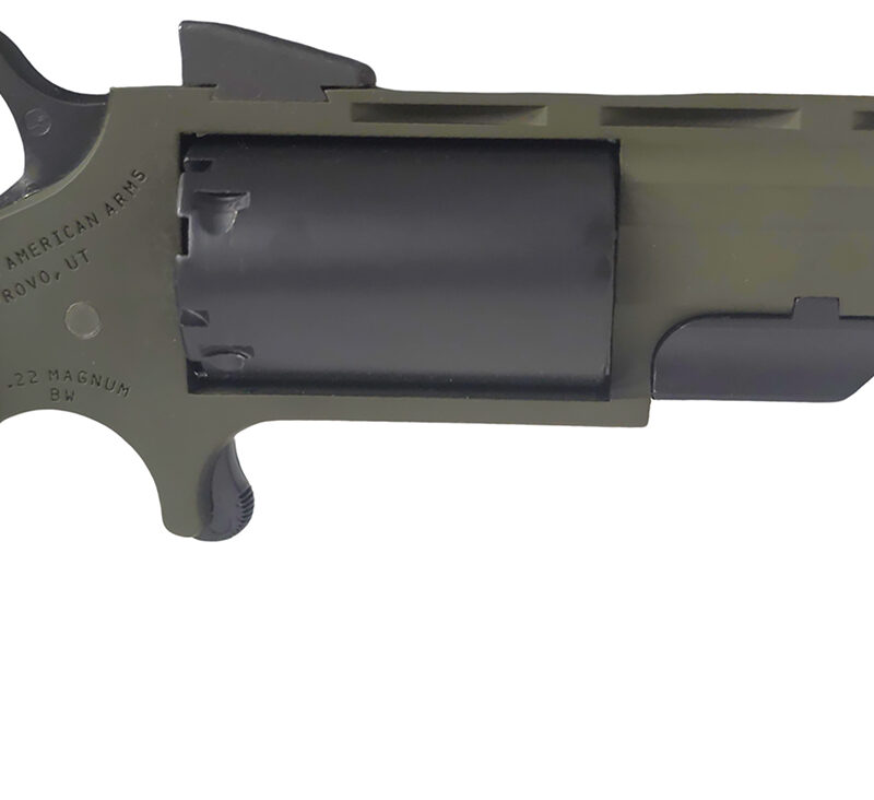 North American Arms TGHMB Green Huntsman  22 MAG 5rd 2" OD Green Cerakote Heavy Vent Rib Barrel, OD Green Cerakote Steel Frame, Matte Black Cylinder, Black Cobblestone Rubber Grip, Exposed Hammer