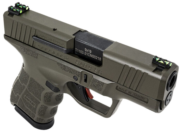 SAR USA SAR9SCOD SAR9 SC  Sub-Compact Frame 9mm Luger 12+1 3.30" Black Steel Barrel, OD Green Cerakote Steel Optic Ready/Ported/Serrated Slide, OD Green Polymer Frame, Interchangeable Backstrap Grip