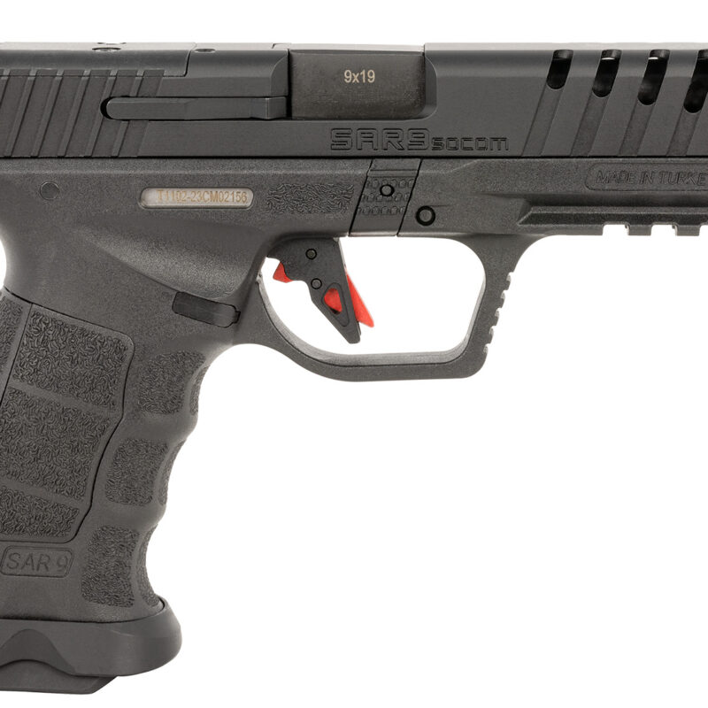 SAR USA SAR9SOCOMBL SAR9 SOCOM 9mm Luger 21+1 5.20" Black Steel Barrel, Black Steel Optic Ready/Ported/Serrated Slide, Black Polymer Frame w/Picatinny Rail, Interchangeable Backstrap Grip, Right Hand