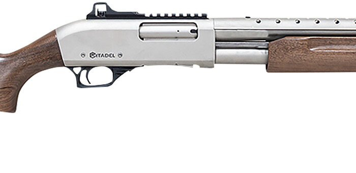 Citadel FRMN1220NKL Mariner  12 Gauge Pump 3" 4+1 18.50"  Nickel Full Heat Shield Barrel, Nickel Picatinny Rail Stainless Steel Receiver, Fixed Walnut Wood Stock