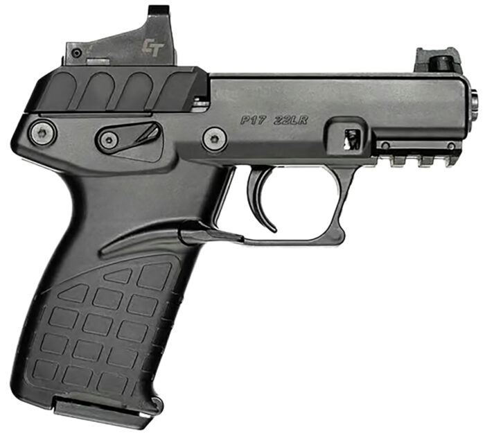 Kel-Tec P17BBLKRD P17 w/Optic Bundle Compact Frame 22 LR 16+1 3.80" Black Steel Barrel, Black Serrated Slide, Black Polymer Frame w/Picatinny Rail, Textured Grip, Crimson Trace Red Dot, Ambidextrous