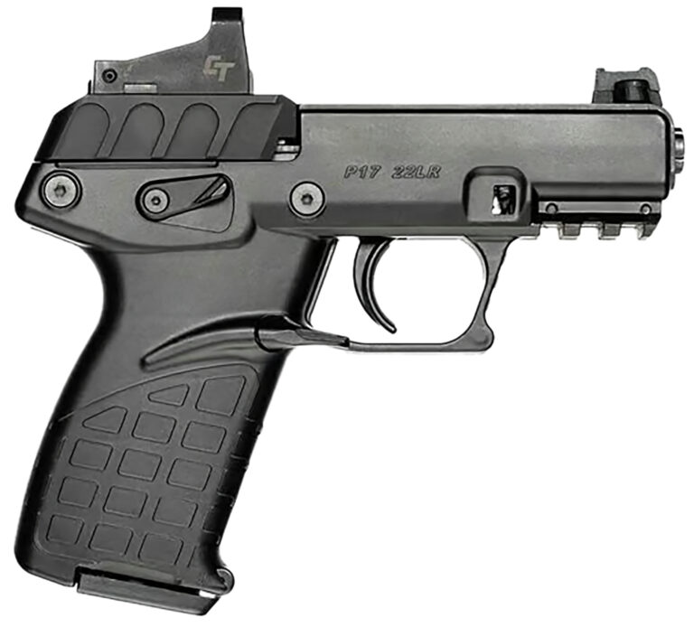 Kel-Tec P17BBLKRD P17 w/Optic Bundle Compact Frame 22 LR 16+1 3.80" Black Steel Barrel, Black Serrated Slide, Black Polymer Frame w/Picatinny Rail, Textured Grip, Crimson Trace Red Dot, Ambidextrous