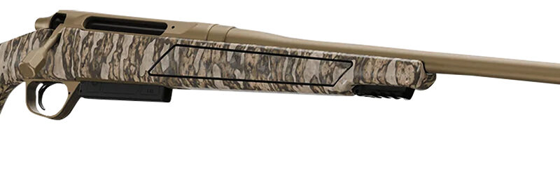Christensen Arms 8011501200 Evoke  Full Size 243 Win 4+1 20" Flat Dark Earth Cerakote #4 Contour Threaded Barrel, Mossy Oak Bottomland Fixed Hybrid Hunter w/Picatinny Rail Synthetic Stock