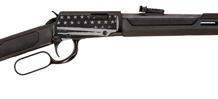 Rossi RL22181SYEN21 Rio Bravo  22 LR 15+1 18" Black Polished Alloy Steel Barrel, Black w/Engraved US Flag Aluminum Receiver, Black Synthetic Fixed Stock