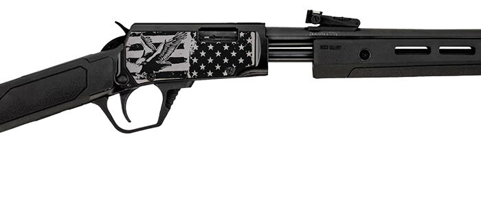Rossi RP22181SYEN18 RP22  22 LR 15+1 18" Black Polished Alloy Steel Barrel, Black w/Engraved Eagle & US Flag Aluminum Receiver, Black Synthetic Fixed Stock