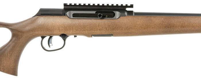 Savage Arms 47247 A Series Timber 22 LR 10+1 18" Black Threaded Barrel, Black Picatinny Rail Steel Receiver, Woodgrain Fixed Thumbhole Stock