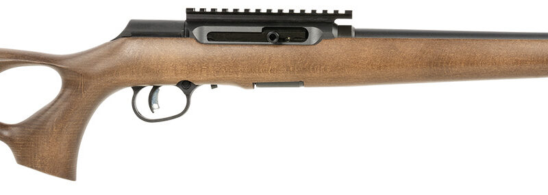 Savage Arms 47247 A Series Timber 22 LR 10+1 18" Black Threaded Barrel, Black Picatinny Rail Steel Receiver, Woodgrain Fixed Thumbhole Stock