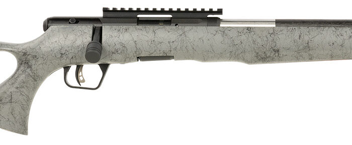 Savage Arms 70518 B Series TimberLite 22 WMR 10+1 18" Carbon Fiber Threaded Barrel, Matte Black Picatinny Rail Carbon Steel Receiver, Gray w/Black Webbing Fixed Thumbhole Synthetic Stock