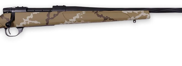 Weatherby VHH243NR4B Vanguard Outfitter Full Size 243 Win 5+1 24" Black Cerakote #2 Fluted/Threaded Barrel & Drilled & Tapped Steel Receiver Tan w/Brown & White Sponge Monte Carlo Synthetic Stock