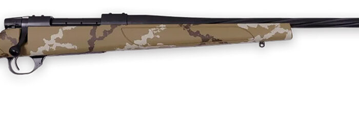 Weatherby VHH7MMPR6B Vanguard Outfitter Full Size 7mm PRC 3+1 26" Black Cerakote #2 Fluted/Threaded Barrel & Drilled & Tapped Steel Receiver, Tan w/Brown & White Sponge Monte Carlo Synthetic Stock