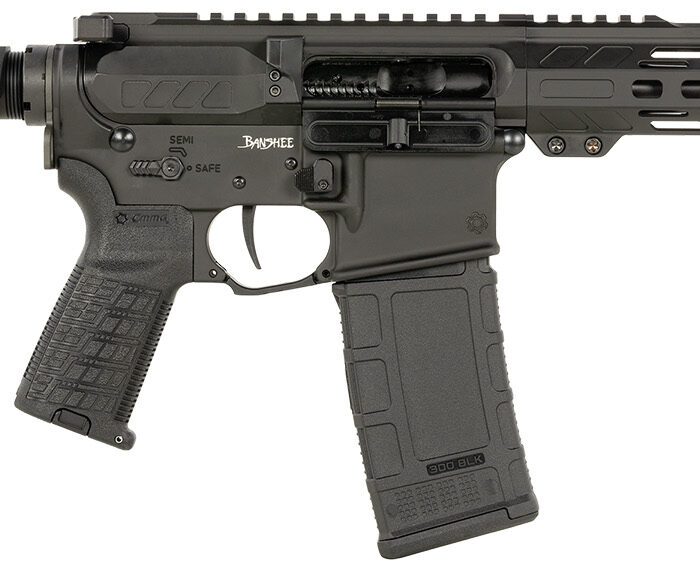 CMMG 30AF20AAB Banshee MK4 300 Blackout 30+1 8" Black Nitride Medium Taper Threaded Barrel, EML 7" M-LOK Handguards, Black Armor Cerakote Aluminum Picatinny Rail Receiver, CMMG Zeroed Grips