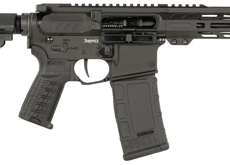 CMMG 30AF20AAB Banshee MK4 300 Blackout 30+1 8" Black Nitride Medium Taper Threaded Barrel, EML 7" M-LOK Handguards, Black Armor Cerakote Aluminum Picatinny Rail Receiver, CMMG Zeroed Grips